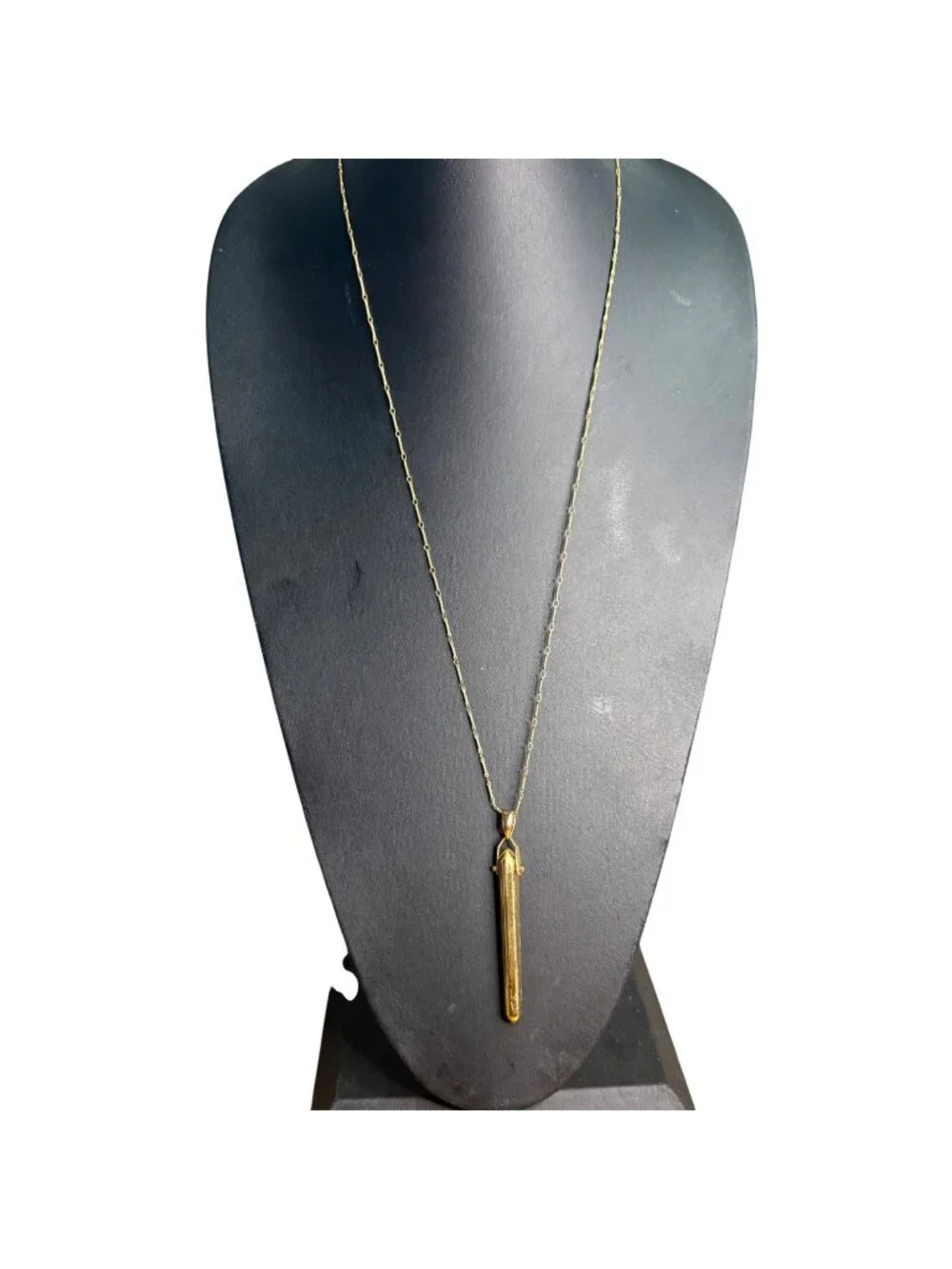 Stella & Dot Necklace Rebel Drop Bar Pendant Minimalist Gold Tone 30 inches